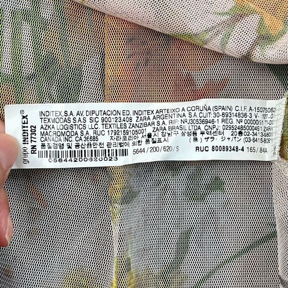 Zara Printed Floral Sheer Polyester Printed Tulle High-Waisted Dress Small - Picture 9 of 10